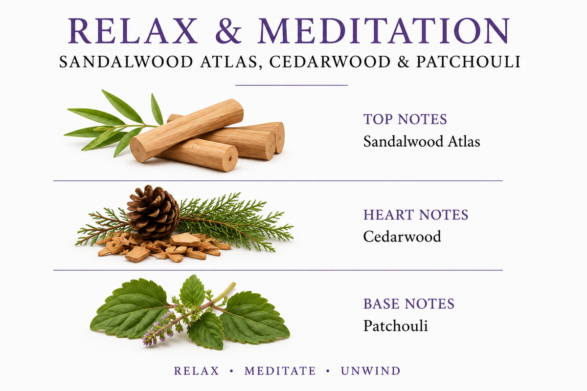 ESHE’E Relax & Meditation Holistic Wax Melt – Sandalwood Atlas, Cedarwood & Patchouli