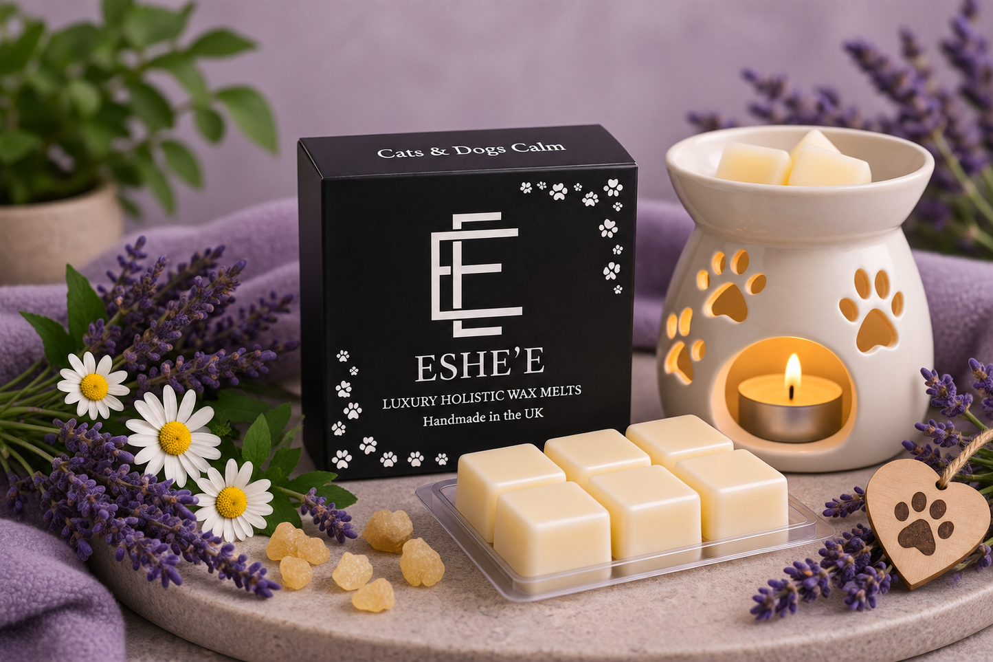 ESHE’E Cats & Dogs Calm Holistic Wax Melt – Lavender, Chamomile & Frankincense