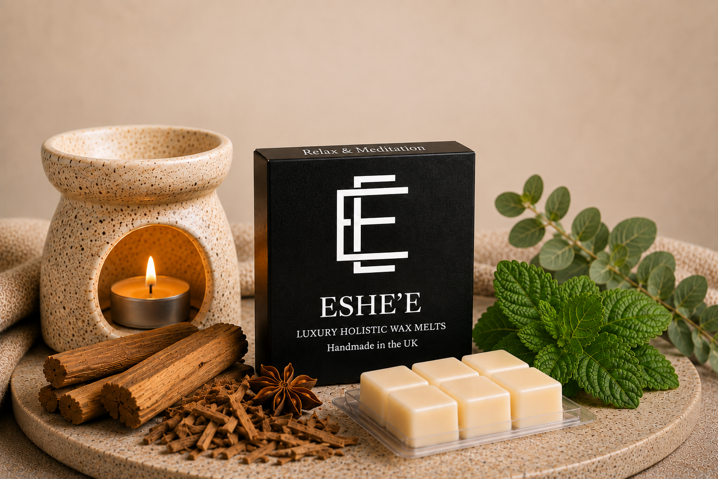 ESHE’E Relax & Meditation Holistic Wax Melt – Sandalwood Atlas, Cedarwood & Patchouli